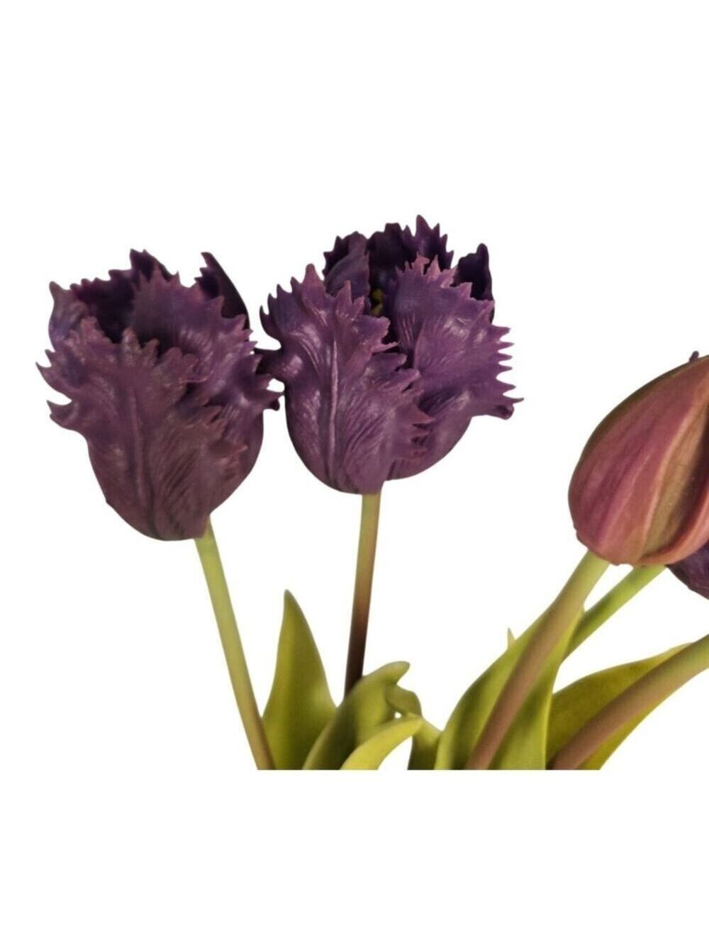 Plum Purple Artificial Tulips 15 Inch Set of 5 Faux Spring Flowers Wedding Home - Picture 2 of 7
